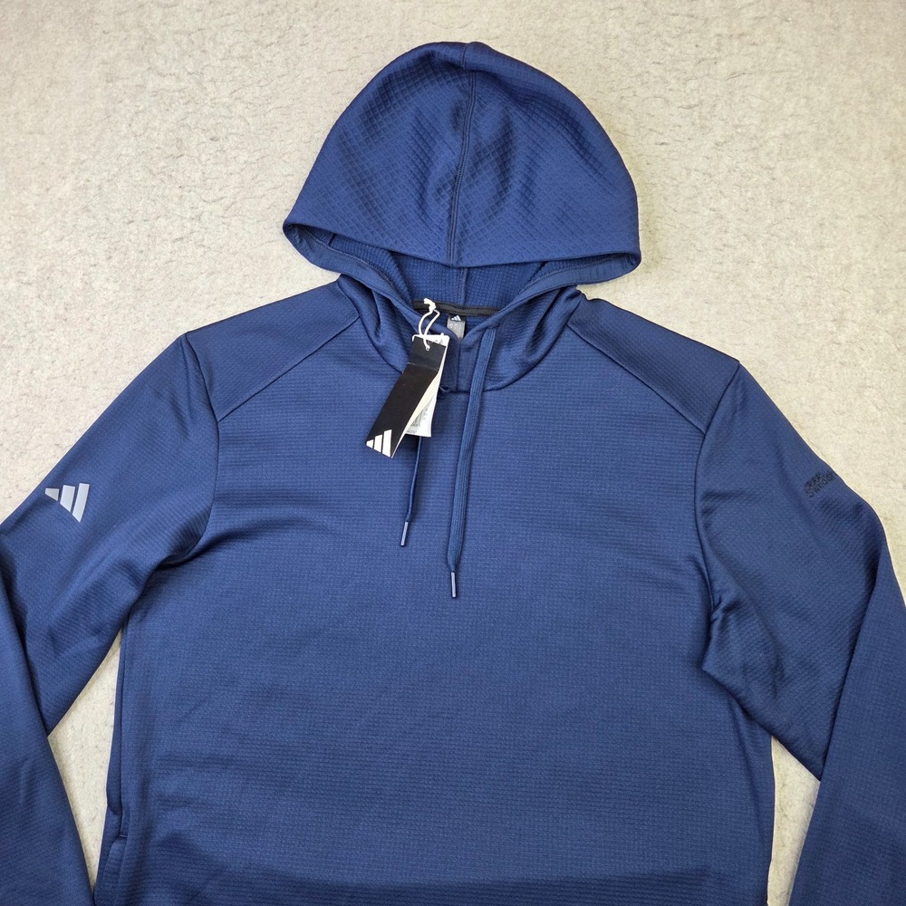 Adidas Golf Hoodie Mens M Blue Performance Pullover Waffle Ripstop Modern NEW